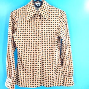 Vintage 70s button up polka dot blouse
